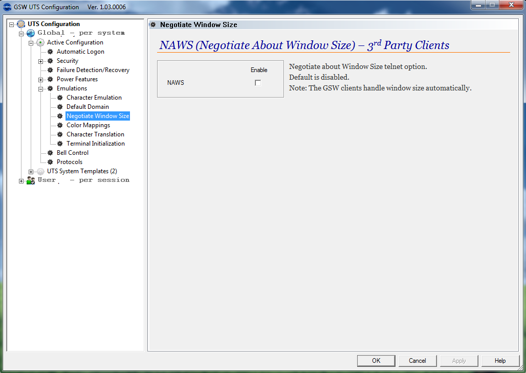 Emulations - Negotiate Windows Size (NAWS)