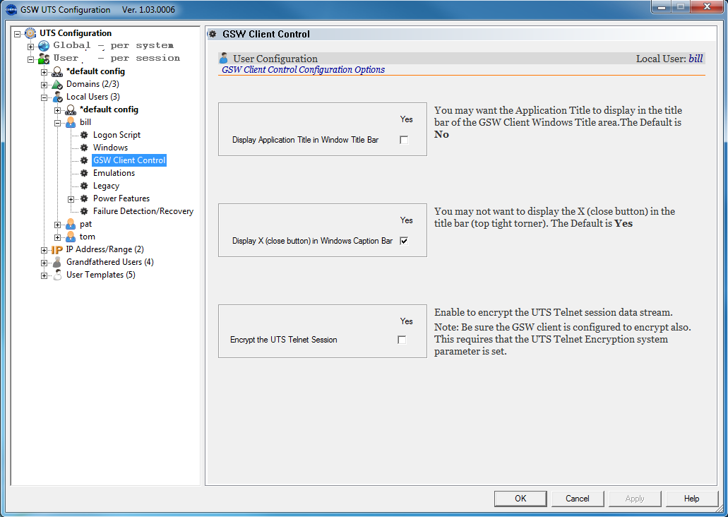 Local User - GSW Client Control