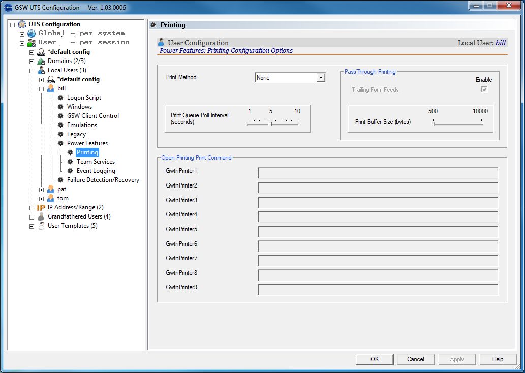 Local User - Power Features - Printing