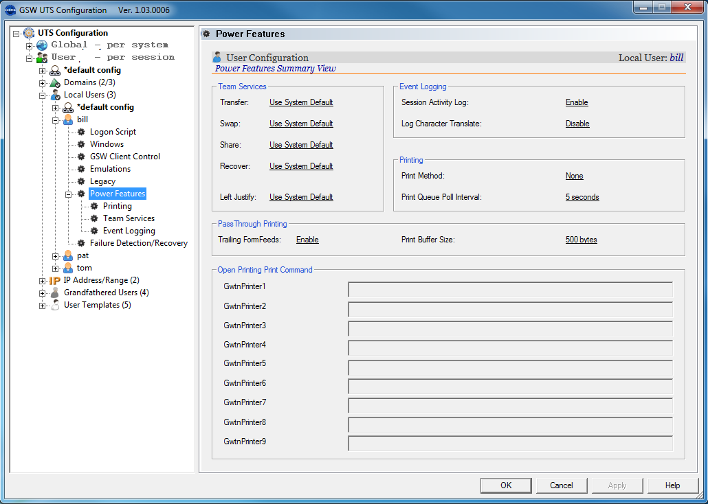 Local User - Power Features - Summary