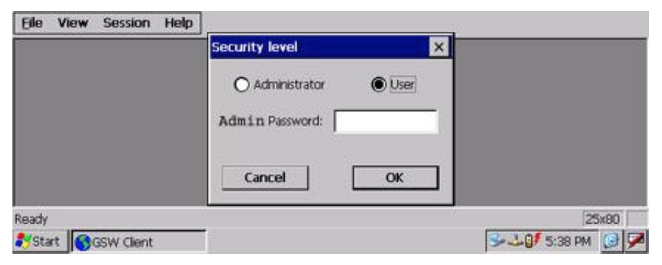 Screenshot of GSW Client Login