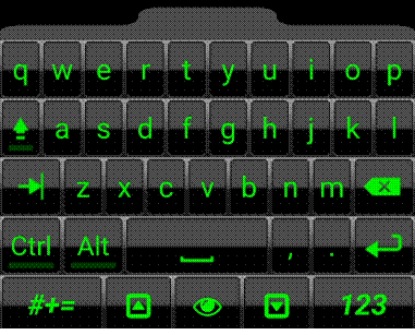 A keyboard with green letters

Description automatically generated