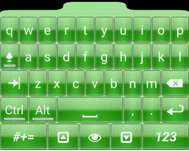 A green keyboard with white letters

Description automatically generated