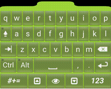 A green keyboard with white letters

Description automatically generated