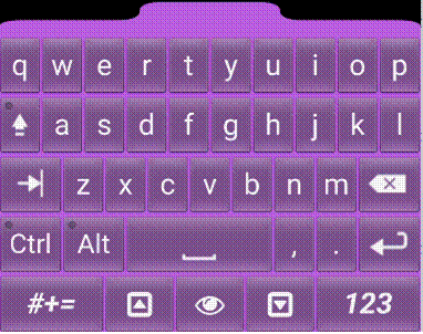 A purple keyboard with white letters

Description automatically generated